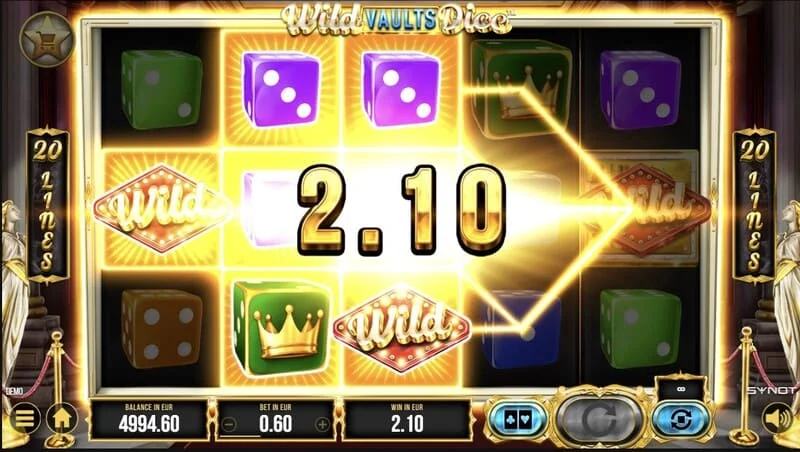 Wild Vaults Dice - ecran principal cu role și seif